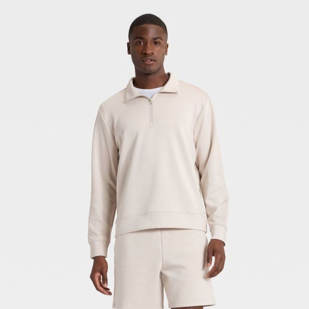 Men's Spacer Half Zip Sweatshirt - All In Motion Beige L